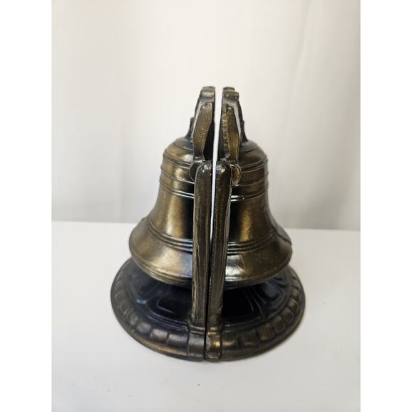 Vintage SCC 1974 Liberty Bell Bookends Brass 6" Tall Marked USA - Picture 2 of 12